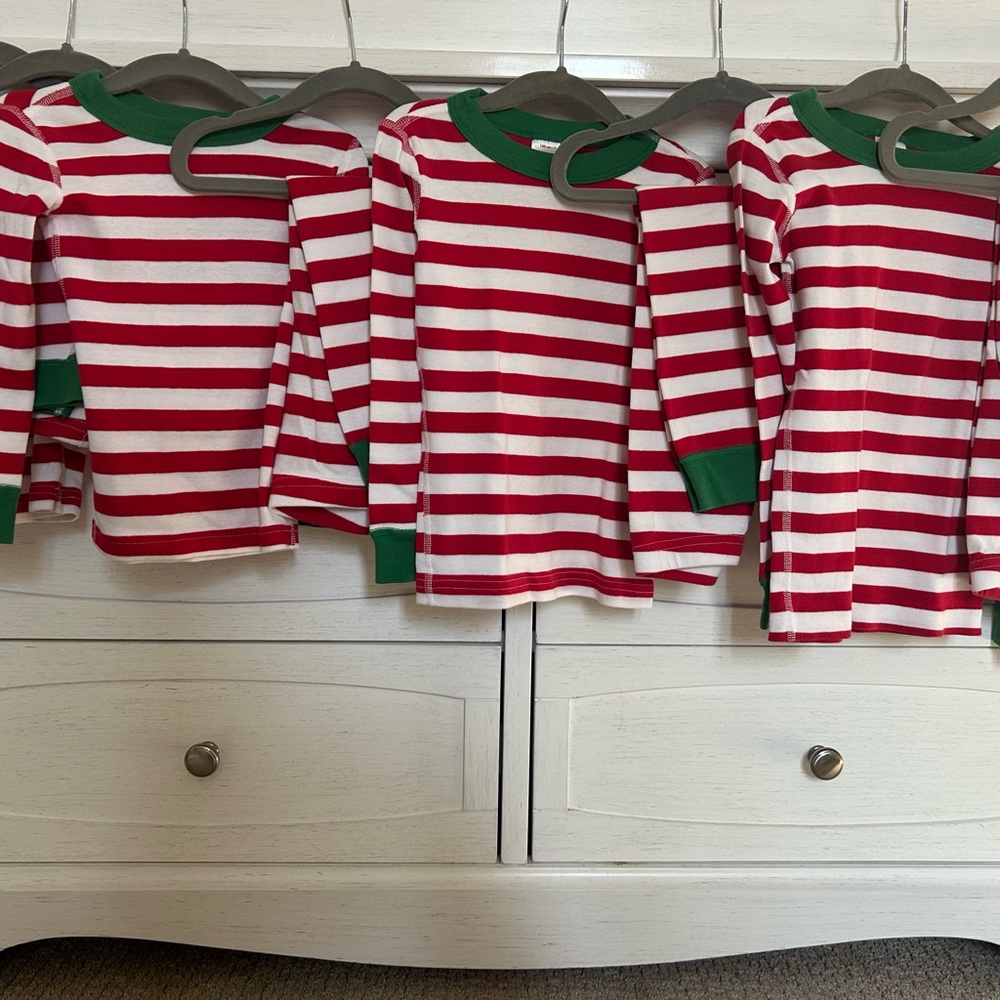 Hanna Andersson Holiday Red and White Striped Long John Pajamas